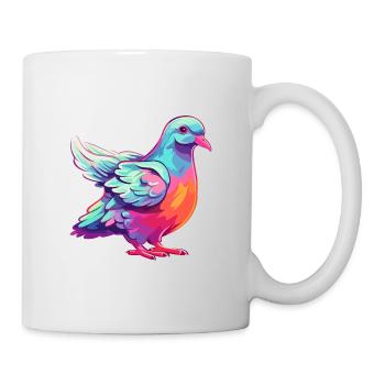 Dove Colorful Watercolor Cartoon Kawaii Animal - Mug - white - Right