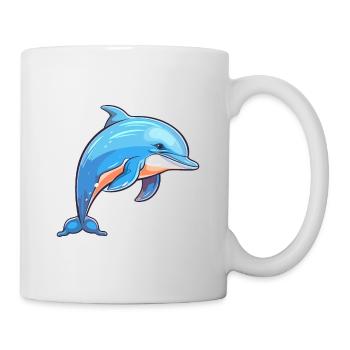 Dolphin Colorful Watercolor Cartoon Kawaii Animal - Mug - white - Right