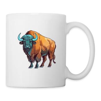 Buffalo Colorful Watercolor Cartoon Kawaii Animal - Mug - white - Right