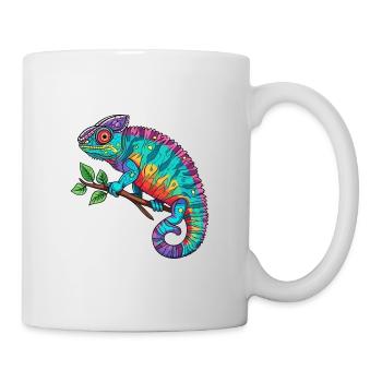 Chamäleon Bunte Aquarell-Karikatur Kawaii Anima - Tasse - Weiß - Rechts