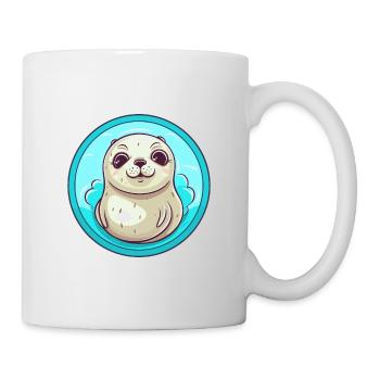 Sceau Aquarelle Colorée Dessin Animé Kawaii Animal - Mug blanc - blanc - Droite