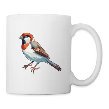 Sperling Buntes Aquarell Cartoon Kawaii Tier - Tasse - Weiß - Rechts