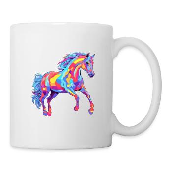 Pferd buntes Aquarell Karikatur Kawaii Tier - Tasse - Weiß - Rechts