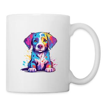 Hund Buntes Aquarell Cartoon Kawaii Tier - Tasse - Weiß - Rechts