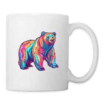 Bär buntes Aquarell Cartoon Kawaii Tier - Tasse - Weiß - Rechts
