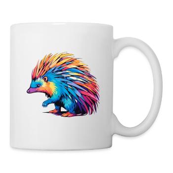 Echidna Colorful Watercolor Cartoon Kawaii Animal - Mug - white - Right