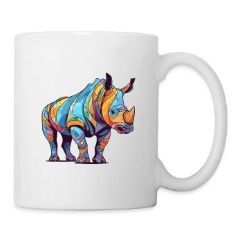 Rhino Colorful Watercolor Cartoon Kawaii Animal - Mug - white - Right