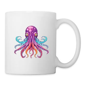Squid Colorful Watercolor Cartoon Kawaii Animal - Mug - white - Right