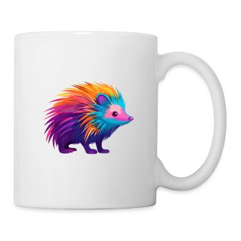 Stachelschwein Bunte Aquarell-Karikatur Kawaii Anima - Tasse - Weiß - Rechts