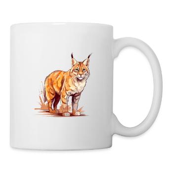 Rotluchs buntes Aquarell Karikatur Kawaii Tier - Tasse - Weiß - Rechts