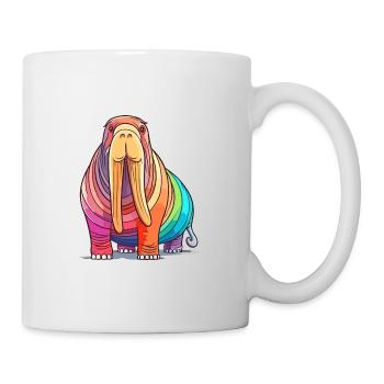 Walrus Colorful Watercolor Cartoon Kawaii Animal - Mug - white - Right