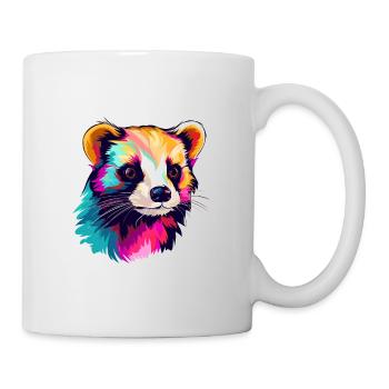 Ferret Colorful Watercolor Cartoon Kawaii Animal - Mug - white - Right