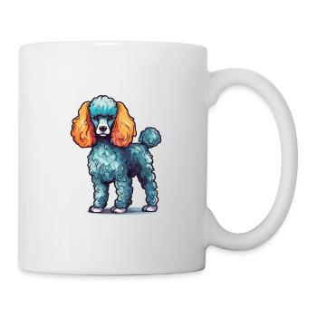 Caniche Chien Aquarelle Colorée Dessin Animé Kawaii Anim - Mug blanc - blanc - Droite