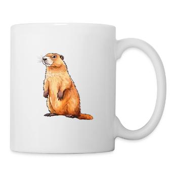 Murmeltier buntes Aquarell Cartoon Kawaii Tier - Tasse - Weiß - Rechts