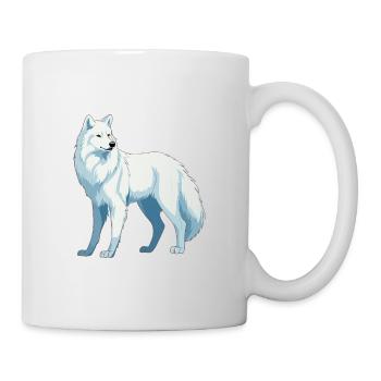 Arctic Wolf Colorful Watercolor Cartoon Kawaii Ani - Mug - white - Right