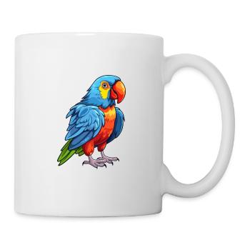 Papagei buntes Aquarell Cartoon Kawaii Tier - Tasse - Weiß - Rechts