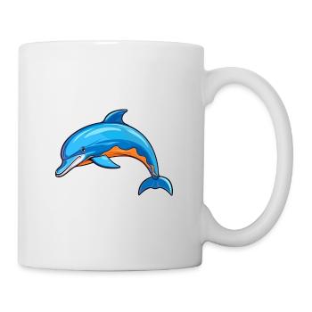 Dolphin Colorful Watercolor Cartoon Kawaii Animal - Mug - white - Right
