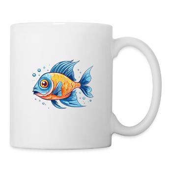 Fisch Buntes Aquarell Cartoon Kawaii Tier - Tasse - Weiß - Rechts