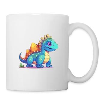 Dinosaurier buntes Aquarell Cartoon Kawaii Tier - Tasse - Weiß - Rechts