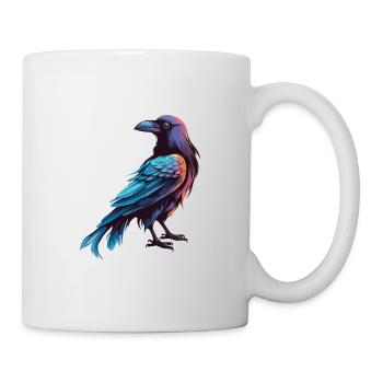Crow Colorful Watercolor Cartoon Kawaii Animal - Mug - white - Right