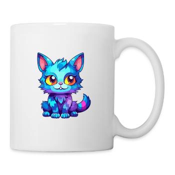 Katze buntes Aquarell Cartoon Kawaii Tier - Tasse - Weiß - Rechts