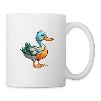 Duck Colorful Watercolor Cartoon Kawaii Animal - Mug - white - Right