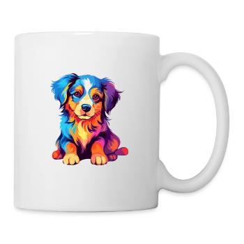 Hund Buntes Aquarell Cartoon Kawaii Tier - Tasse - Weiß - Rechts