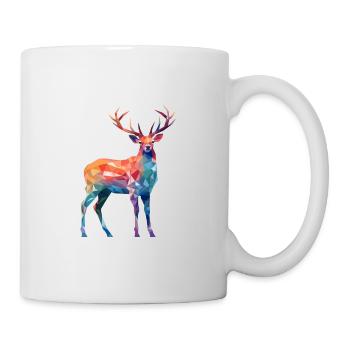 Hirsch buntes Aquarell Cartoon Kawaii Tier - Tasse - Weiß - Rechts