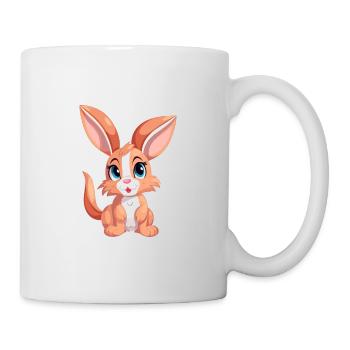 Hase buntes Aquarell Cartoon Kawaii Tier - Tasse - Weiß - Rechts