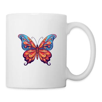 Papillon Aquarelle Colorée Dessin Animé Kawaii Anima - Mug blanc - blanc - Droite