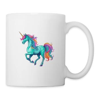 Einhorn Buntes Aquarell Cartoon Kawaii Tier - Tasse - Weiß - Rechts