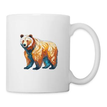Bär buntes Aquarell Cartoon Kawaii Tier - Tasse - Weiß - Rechts