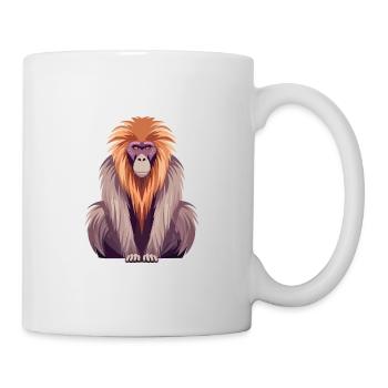 Baboon Colorful Watercolor Cartoon Kawaii Animal - Mug - white - Right