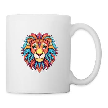 Lion Aquarelle Colorée Dessin Animé Kawaii Animal - Mug blanc - blanc - Droite