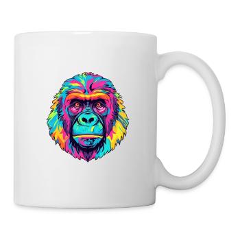 Gorilla Colorful Watercolor Cartoon Kawaii Animal - Mug - white - Right