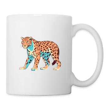 Jaguar Buntes Aquarell Cartoon Kawaii Tier - Tasse - Weiß - Rechts