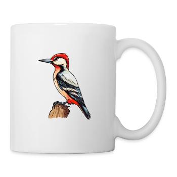 Specht bunte Aquarell-Karikatur Kawaii Anim - Tasse - Weiß - Rechts