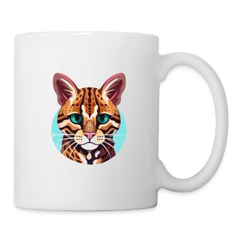 Ocelot Colorful Watercolor Cartoon Kawaii Animal - Mug - white - Right