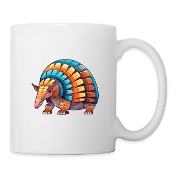 Gürteltier Bunte Aquarell-Karikatur Kawaii Anima - Tasse - Weiß - Rechts