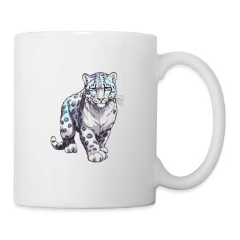 Snow Leopard Colorful Watercolor Cartoon Kawaii An - Mug - white - Right
