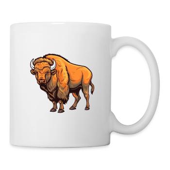 Bison Colorful Watercolor Cartoon Kawaii Animal - Mug - white - Right
