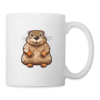 Und täglich grüßt das Murmeltier bunte Aquarell-Karikatur Kawaii Anima - Tasse - Weiß - Rechts