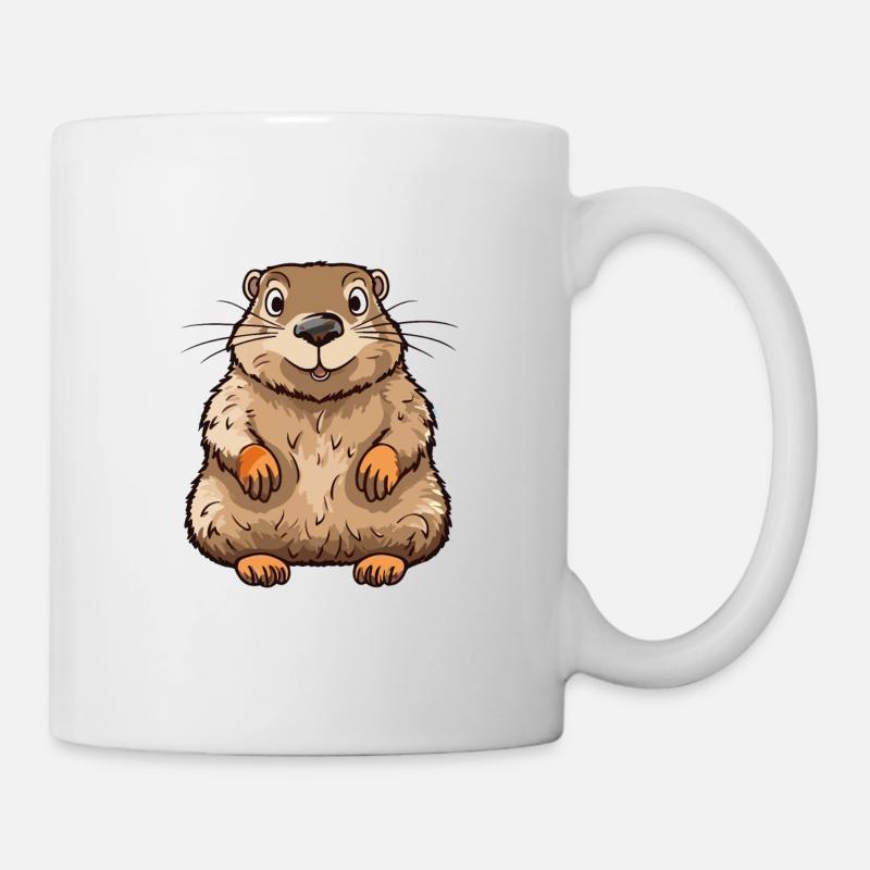 Marmotte Aquarelle Colorée Dessin Animé Kawaii Anima - Mug blanc - blanc