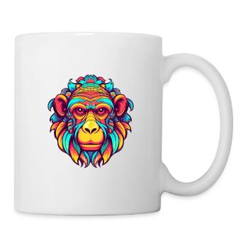 Monkey Colorful Watercolor Cartoon Kawaii Animal - Mug - white - Right