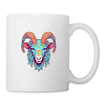 Ziege buntes Aquarell Cartoon Kawaii Tier - Tasse - Weiß - Rechts