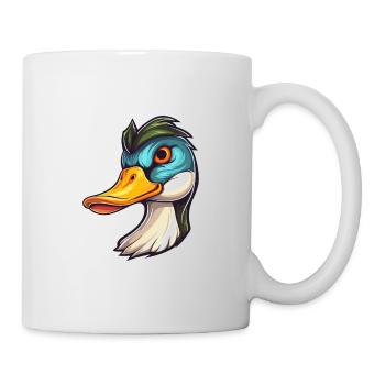 Ente buntes Aquarell Cartoon Kawaii Tier - Tasse - Weiß - Rechts