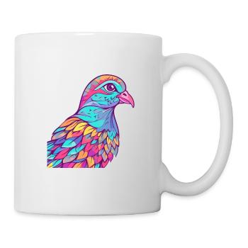 Dove Colorful Watercolor Cartoon Kawaii Animal - Mug - white - Right