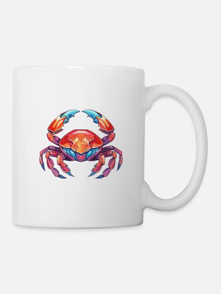 Krabbe buntes Aquarell Cartoon Kawaii Tier - Tasse - Weiß