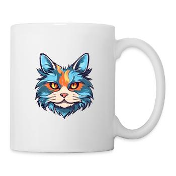 Katze buntes Aquarell Cartoon Kawaii Tier - Tasse - Weiß - Rechts