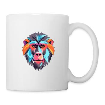 Babouin Aquarelle Colorée Dessin Animé Kawaii Animal - Mug blanc - blanc - Droite